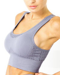 Thumbnail for Savoy - Mesh Seamless Bra With Cutouts - Grey Purple - 1 COLOR -