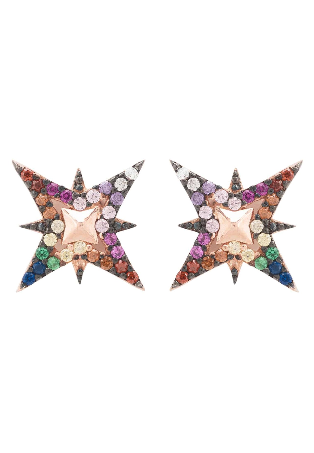 LATELITA - North Star Rainbow Stud Earrings Rosegold -