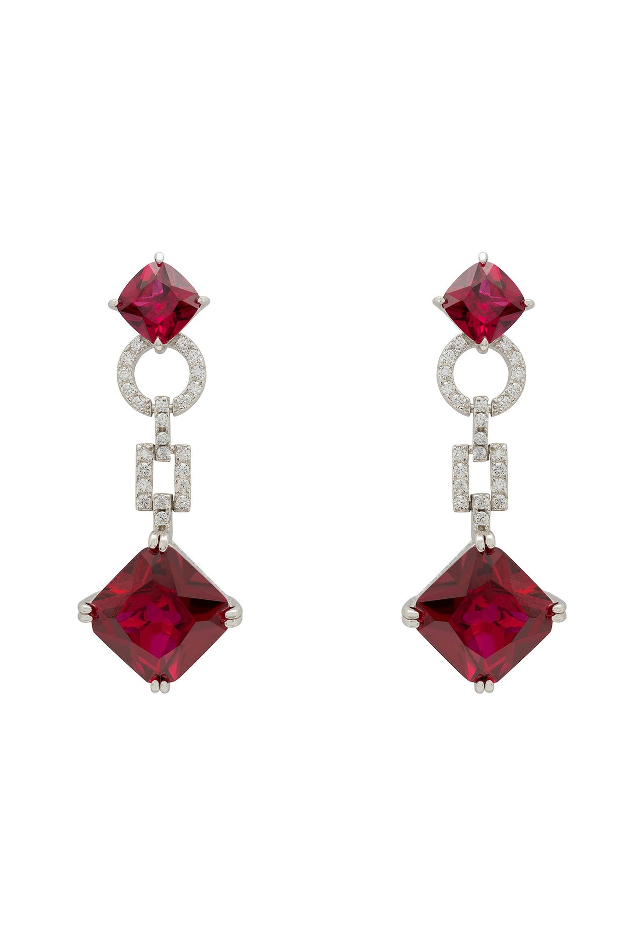 LATELITA - Noor Ruby Drop Earrings Silver -