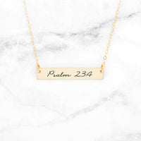 Thumbnail for Psalm 23:4 Necklace - Sterling Silver Bar Necklace -