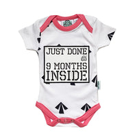 Thumbnail for New Born Gift Just Done 9 Months Inside® Arrows Newborn Vest With Pink Trim by Lazy Baby® -