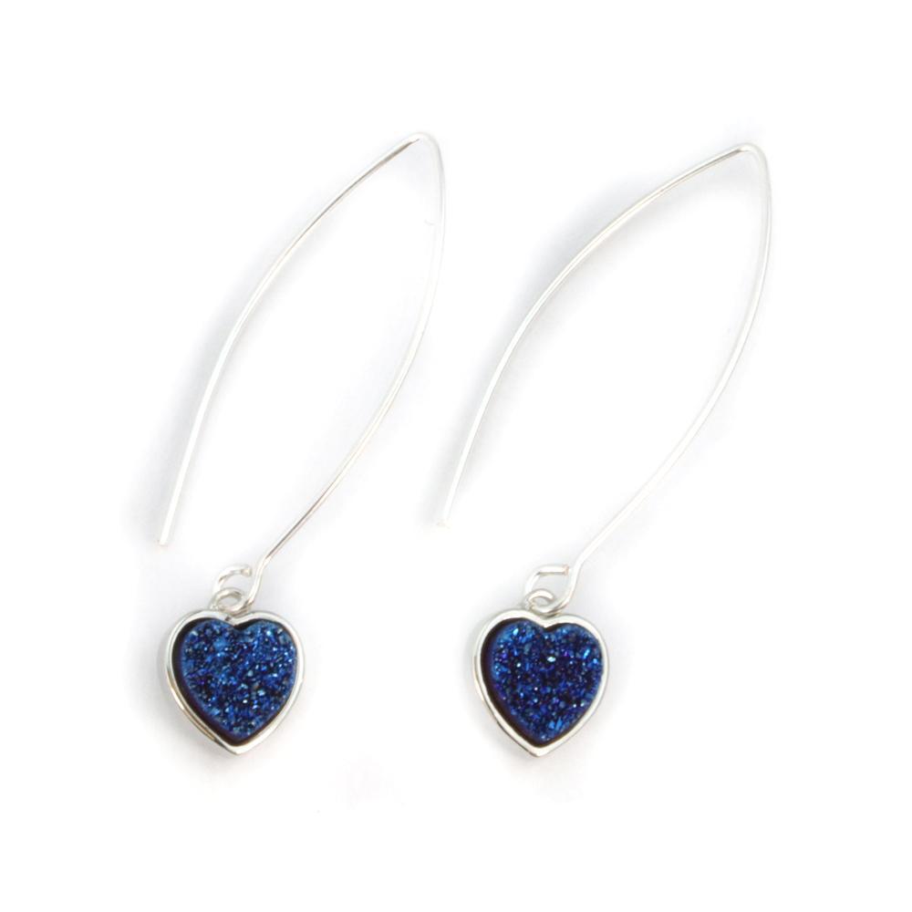 Christy Jean - Heart Long Druzy Earrings - 5 COLORS -