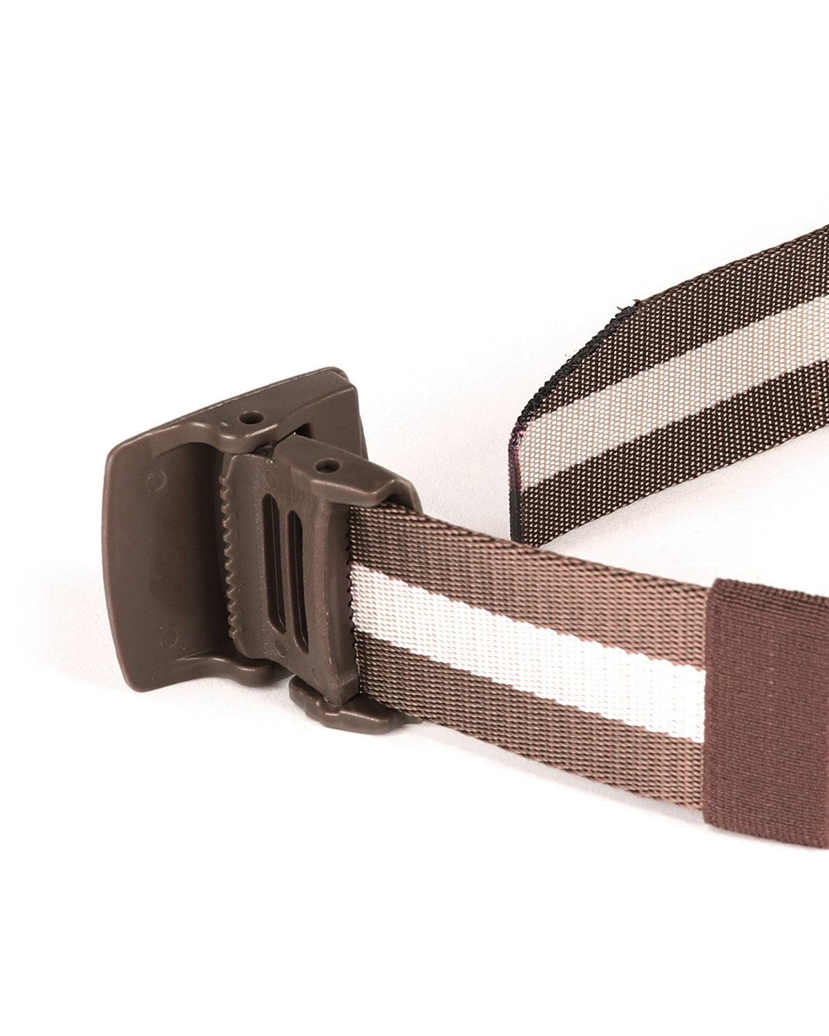 Mens One Size Adjustable Strap Stripe Nylon Web Belt With Plastic Buckle  - 6 COLORS -