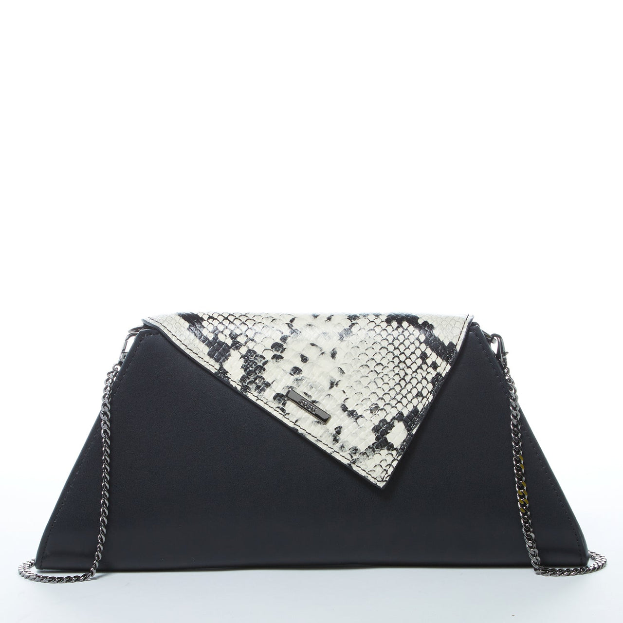 Angelica Leather Clutch Black Snakeskin -