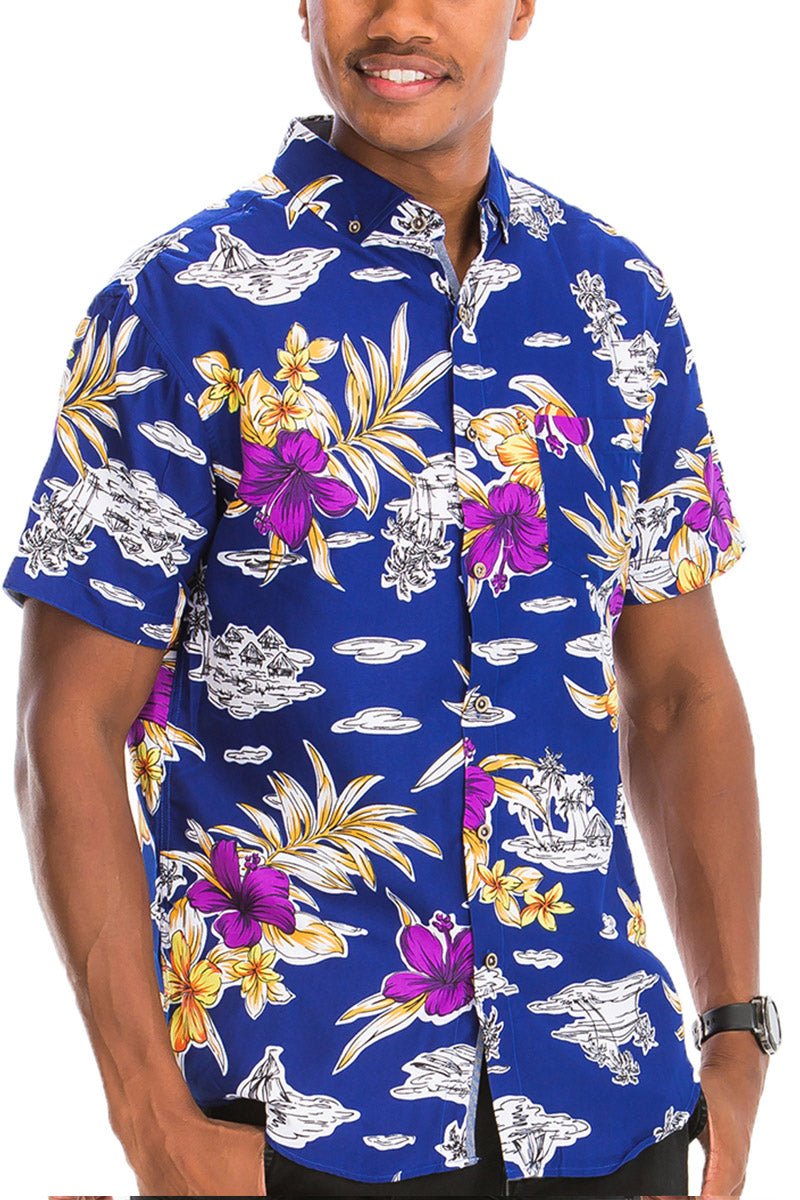 WEIV - Digital Print Hawaiian Short Sleeve Shirt -