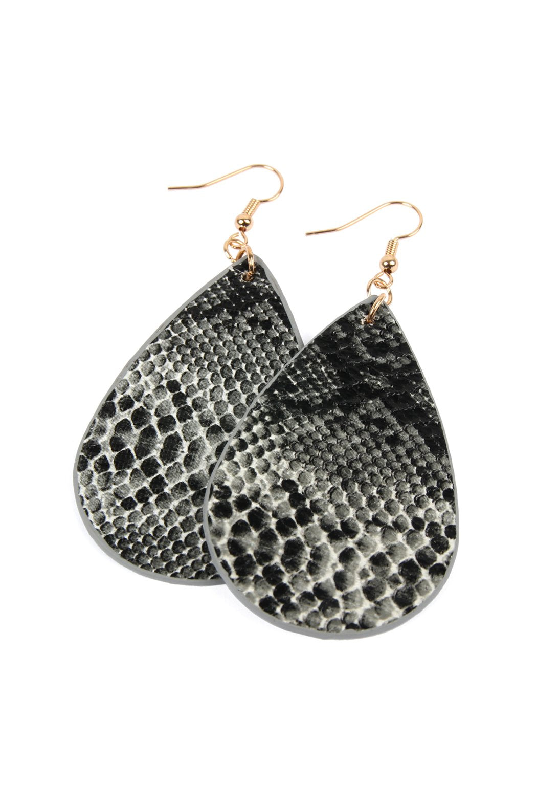 Riah Fashion - Faux Snake Skin Teardrop Leather Earrings - 4 COLORS -