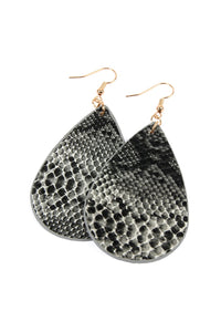 Thumbnail for Riah Fashion - Faux Snake Skin Teardrop Leather Earrings - 4 COLORS -