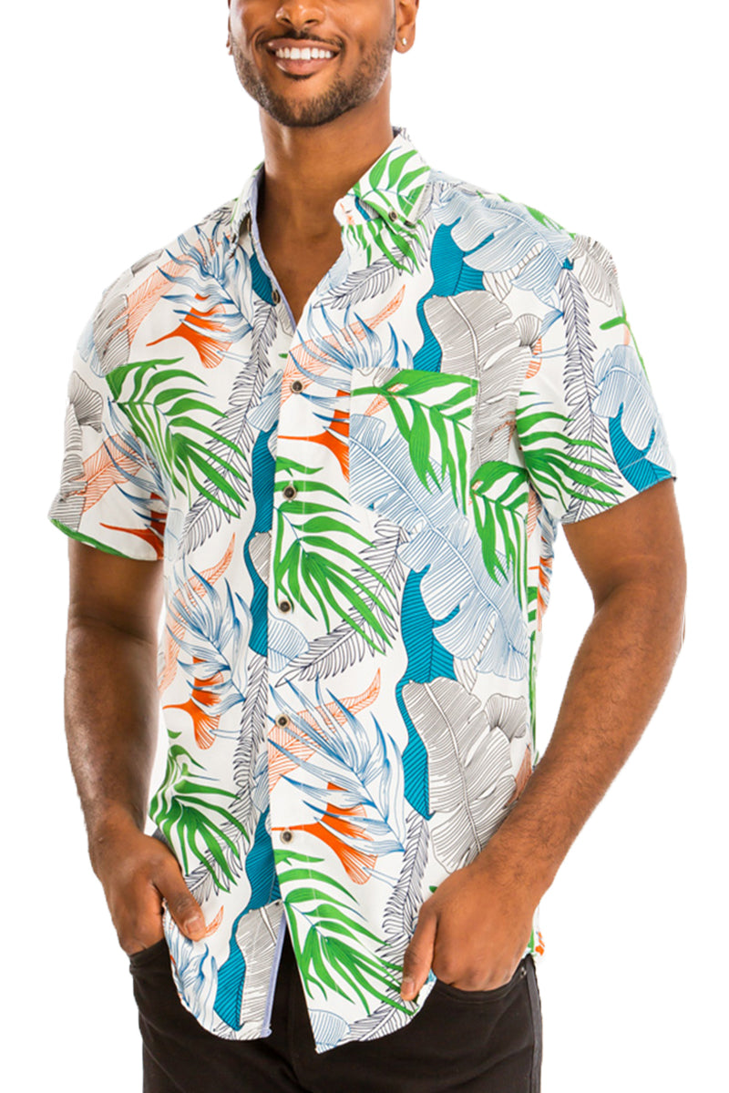 WEIV - Digital Print Hawaiian Short Sleeve Shirt -