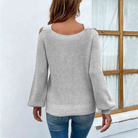 Thumbnail for Crisscross Cold-Shoulder Sweater - T - 4 COLORS -