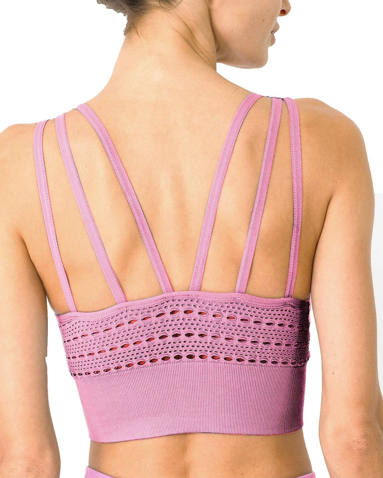 Savoy - Mesh Seamless Bra With Cutouts - Pink - 1 COLOR -