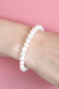 Thumbnail for Glass Coated Fresh Pearl Stretch Bracelet - 6 COLORS