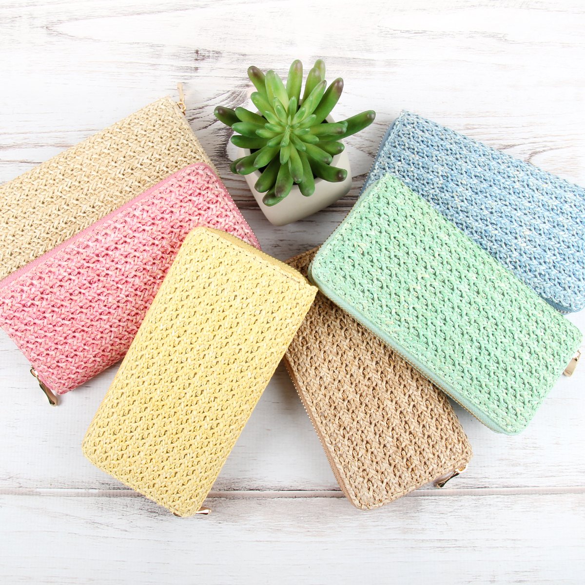 Crocheted Single Zipper Wallet - 6 COLORS -