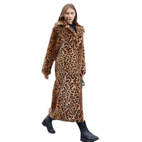 Thumbnail for Sharon Tatem - Faux Fur - Leopard Print - Rabbit Tailored Collar - Warm Thick X-Long Coat Long Sleeve Jacket -