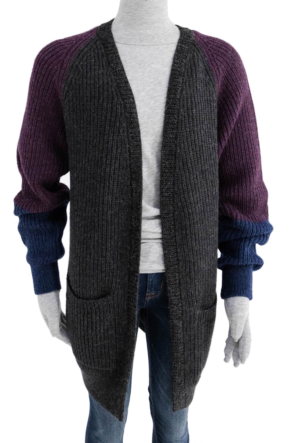 Cabin Measures - Heavy Knit Alpaca Wool Sweater Coat in Amethyst -