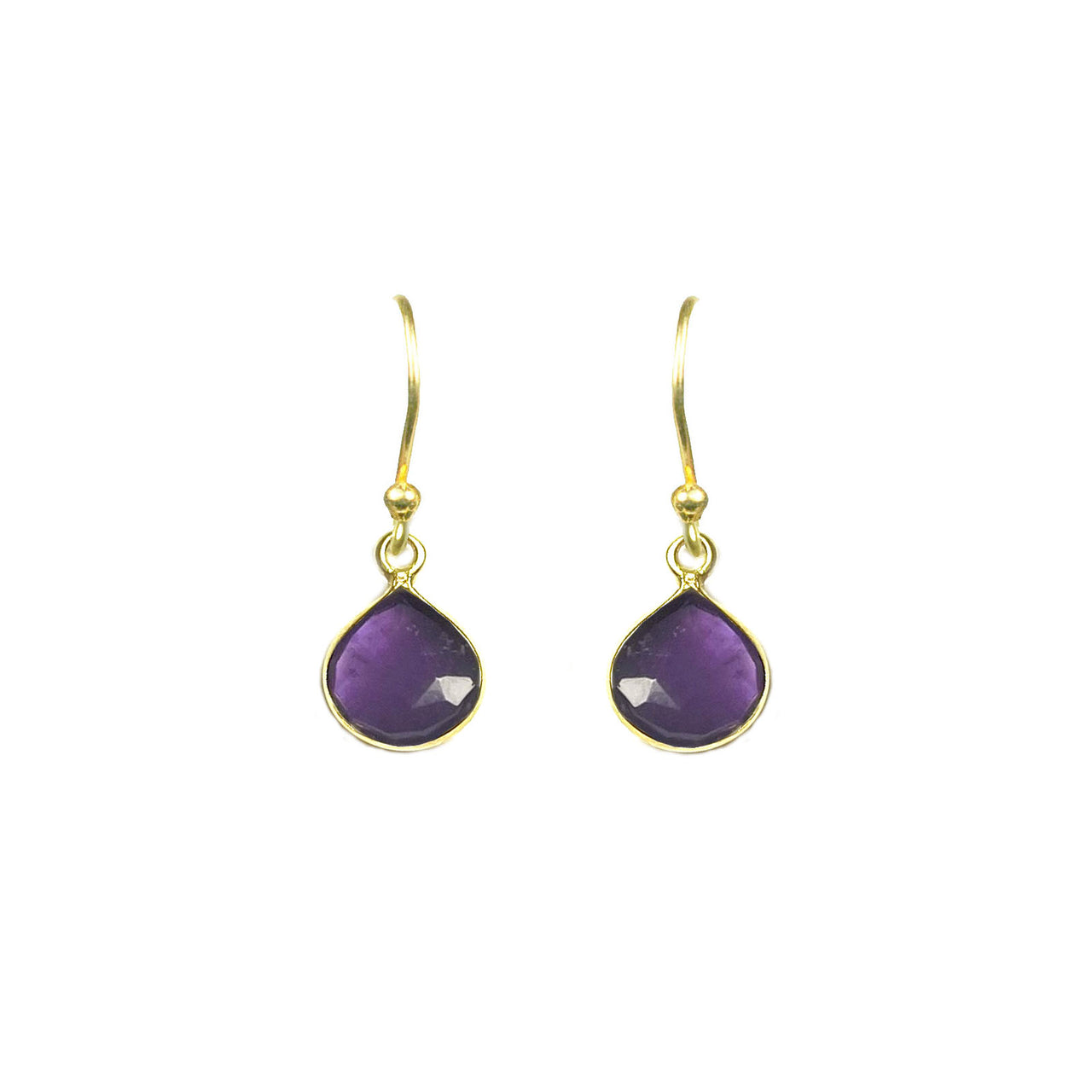 Gena Myint - Amethyst Bezel Drop Earrings -