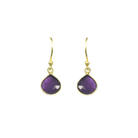 Thumbnail for Gena Myint - Amethyst Bezel Drop Earrings -