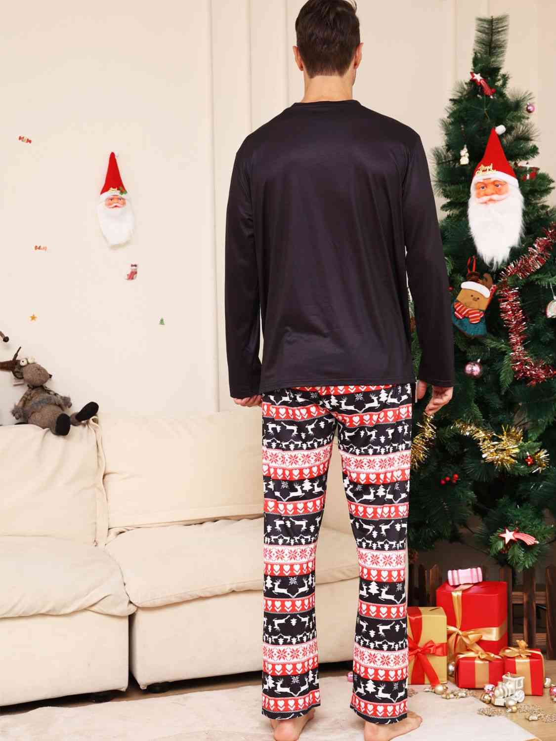 MEN Full Size MERRY CHRISTMAS Graphic Top and Pants Set - T -