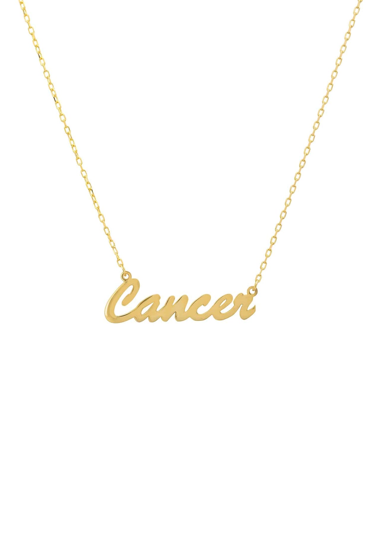 Zodiac Star Sign Name Necklace Gold Cancer -