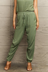 Thumbnail for Tie Waist Long Pants with Pocket - T - 1 COLOR -