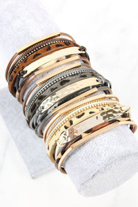 Thumbnail for Riah Fasion - Leopard Leather Bar Wrap Bracelet - 3 COLORS -