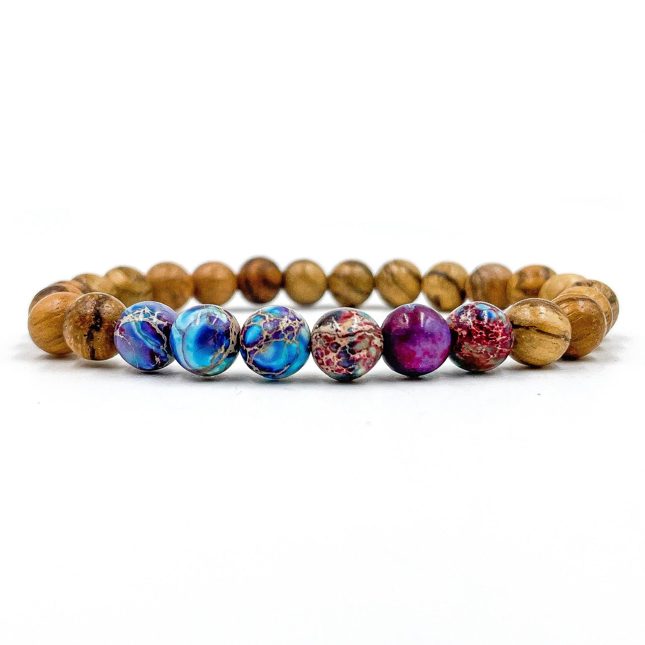 Grove - Galaxy Jasper & Light Sandalwood Mala Beaded Bracelet -