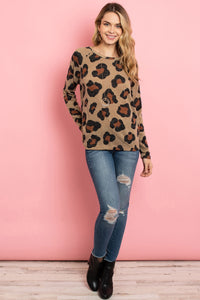 Thumbnail for Riah Fashion - Mirr Hair Leopard Print Long Sleeved Top - 4 COLORS -