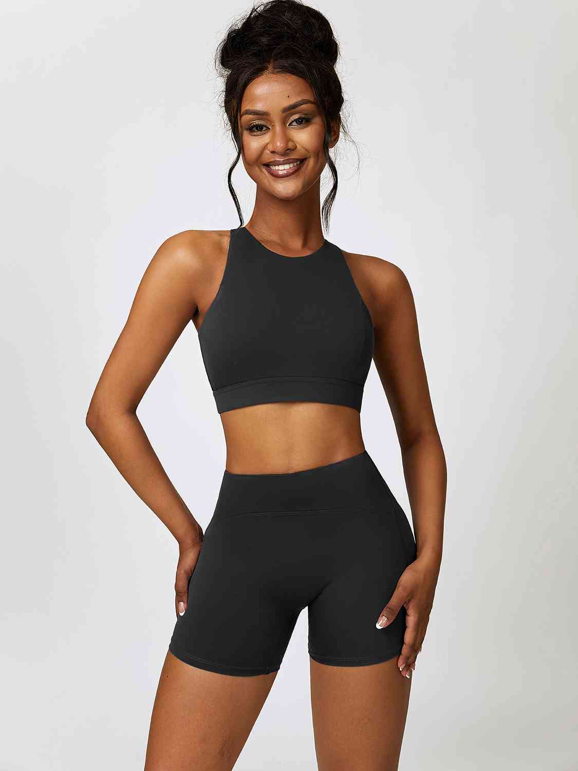 Cutout Cropped Sport Tank and Shorts Set - 2 PCS. - T - 5 COLORS -