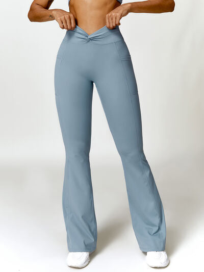 Twisted High Waist Active Pants with Pockets - T - 5 COLORS -