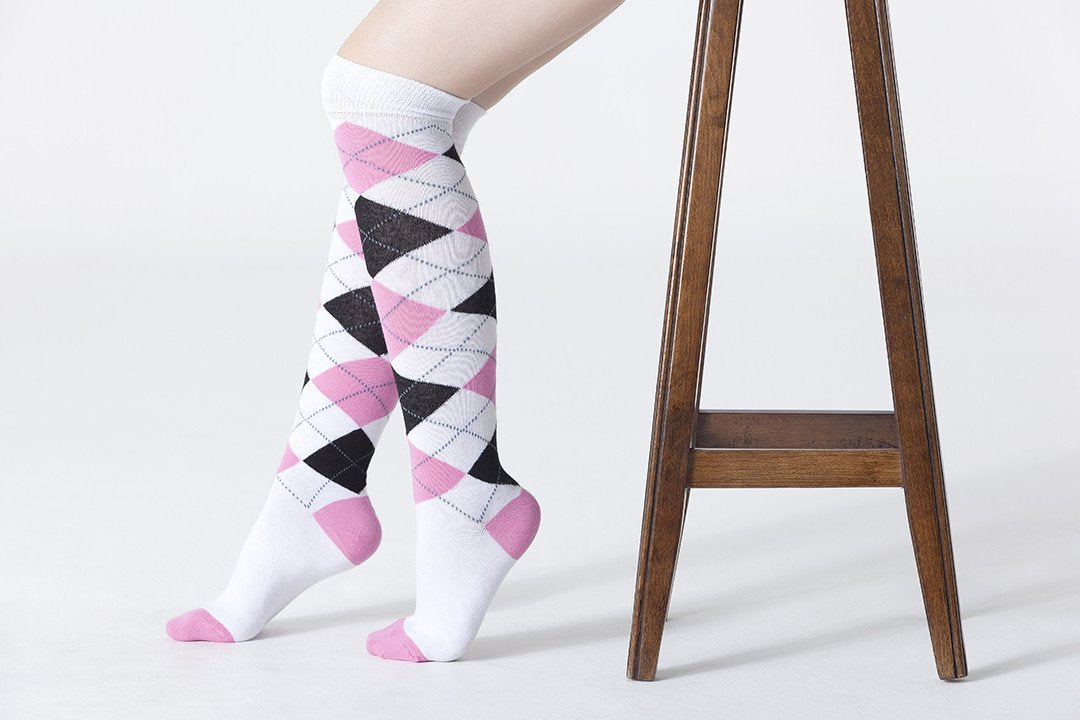 Women's Mixed & Match Argyle Knee High Socks Set - 5 PACK -