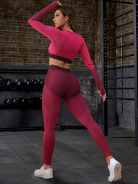 Thumbnail for Striped Long Sleeve Top and Leggings Sports Set - 2 PCS. - T - 1 COLOR -