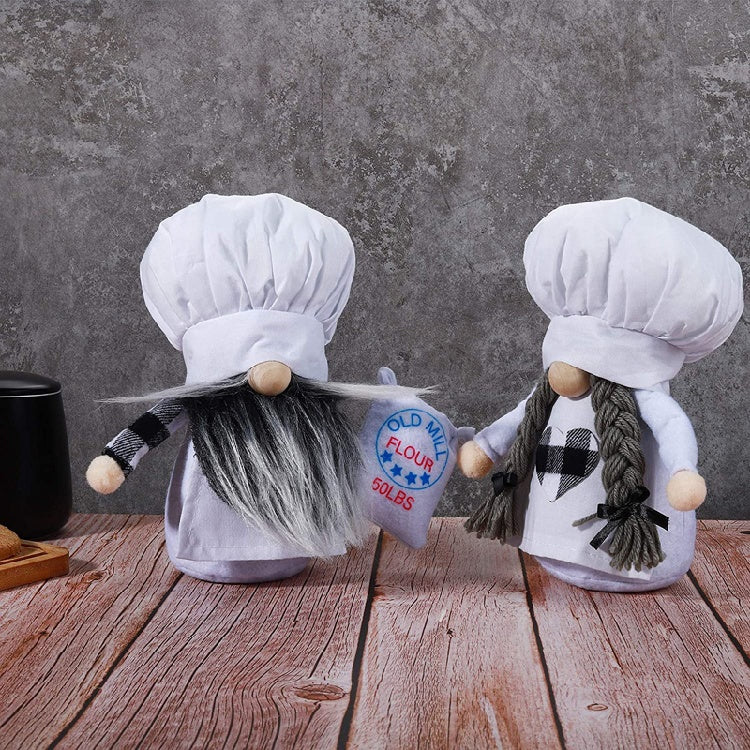 2 PCS Cute Kitchen Chef Love Sweet Gnome Cooking Tomtes for Home Table Kitchen - 7.87" EA. - 2 PCS - [10-15 DAY DELIVERY] - 2 TYPES SOLD AS SET -