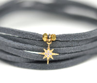 Thumbnail for Gena Myint - North Star Grey Suede Wrap Bracelet -