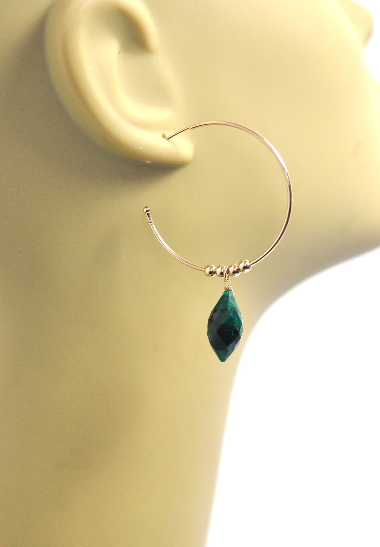 Gena Myint - Emerald Hoop Earrings -