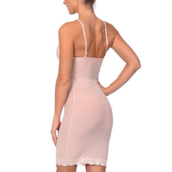 Hi Power Mesh Full Body Slip Shaper With Lace Detail at Bust -