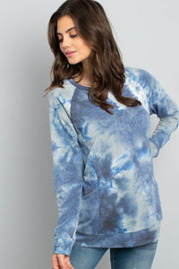 Thumbnail for Riah Fashion - Tie Dye Long Sleeve Top With Kangaroo Pocket - 4 COLORS -