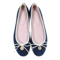 Thumbnail for Bow Suede Ballerina (Navy)