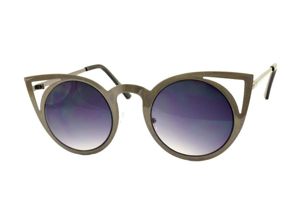 Grey Cateye Metal Sunglasses - 1 COLOR