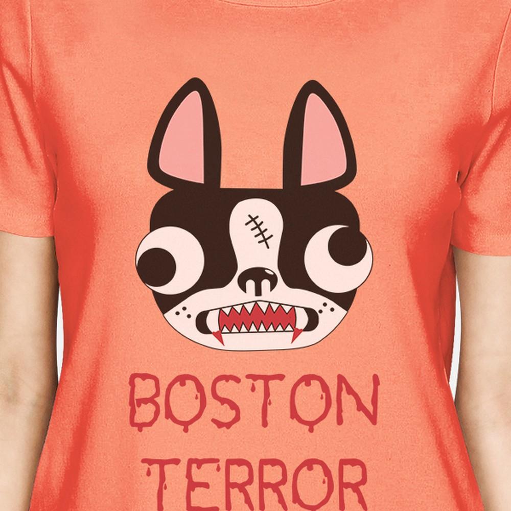 Boston Terror Terrier Womens Peach Shirt - 1 COLOR -