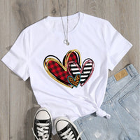 Thumbnail for Women's Graphic Print Short Sleeve T-shirt - K - 3 COLORS -