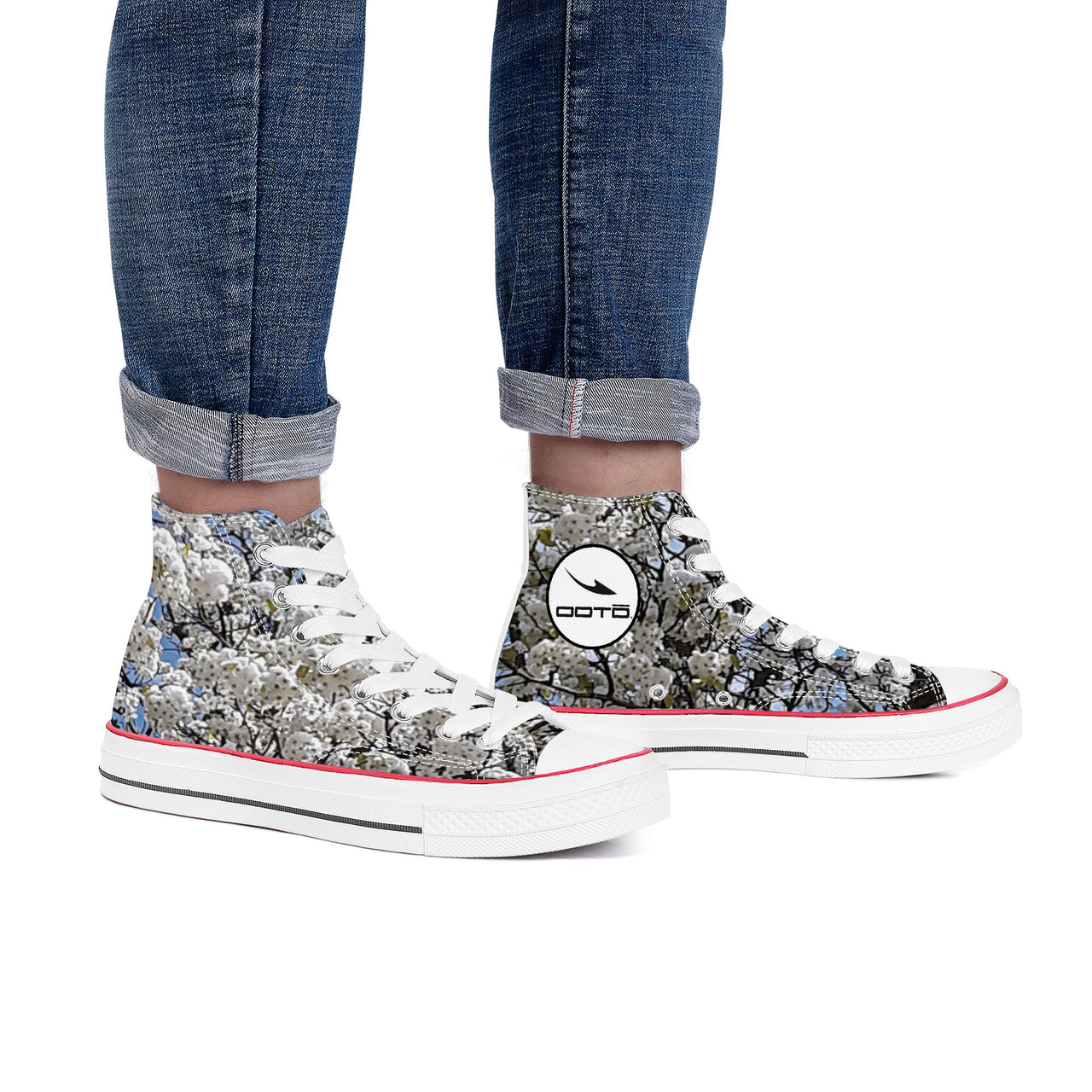 OOTO - BLOSSOMS - D70 High Top Canvas Shoes - White soles - 1 COLOR -