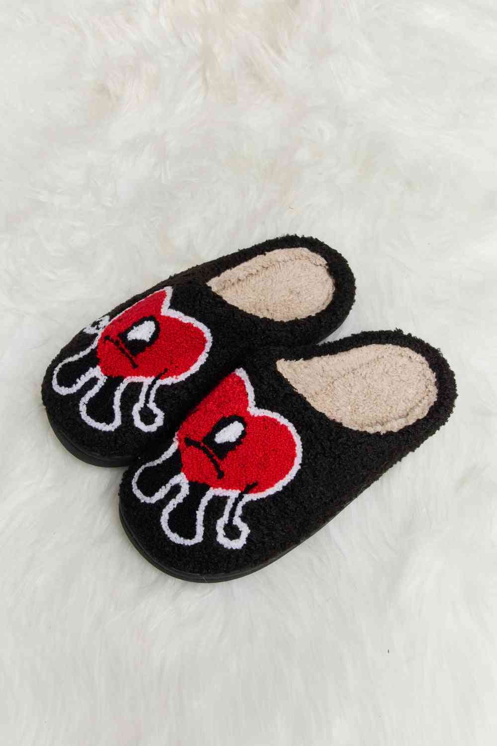 Melody Love Heart Print Plush Slippers - T - 2 COLORS -