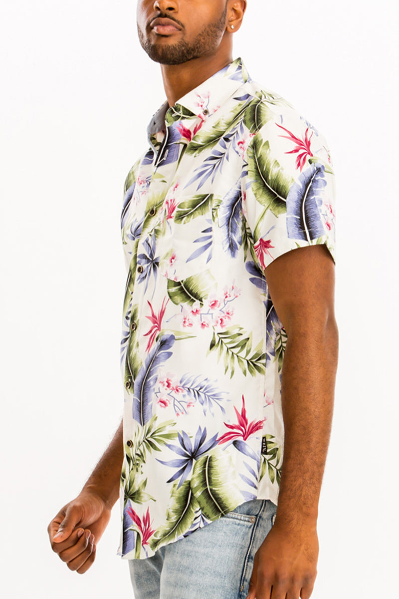 WEIV - Digital Print Hawaiian Short Sleeve Shirt -