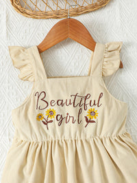 Thumbnail for BEAUTIFUL GIRL Embroidered Graphic Square Neck Dress - T - 4 SIZES - 1 COLOR -