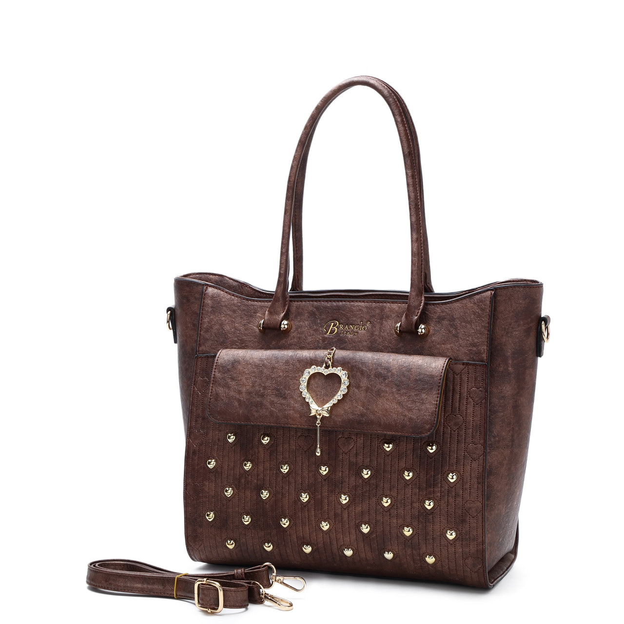 BRANGIO ITALY - Heart Beat Tote Bag - Brown - 1 COLOR -