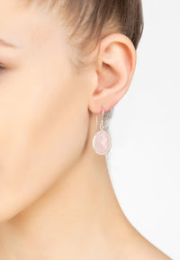 Thumbnail for LATELITA - Petite Drop Earrings Rose Quartz Silver -