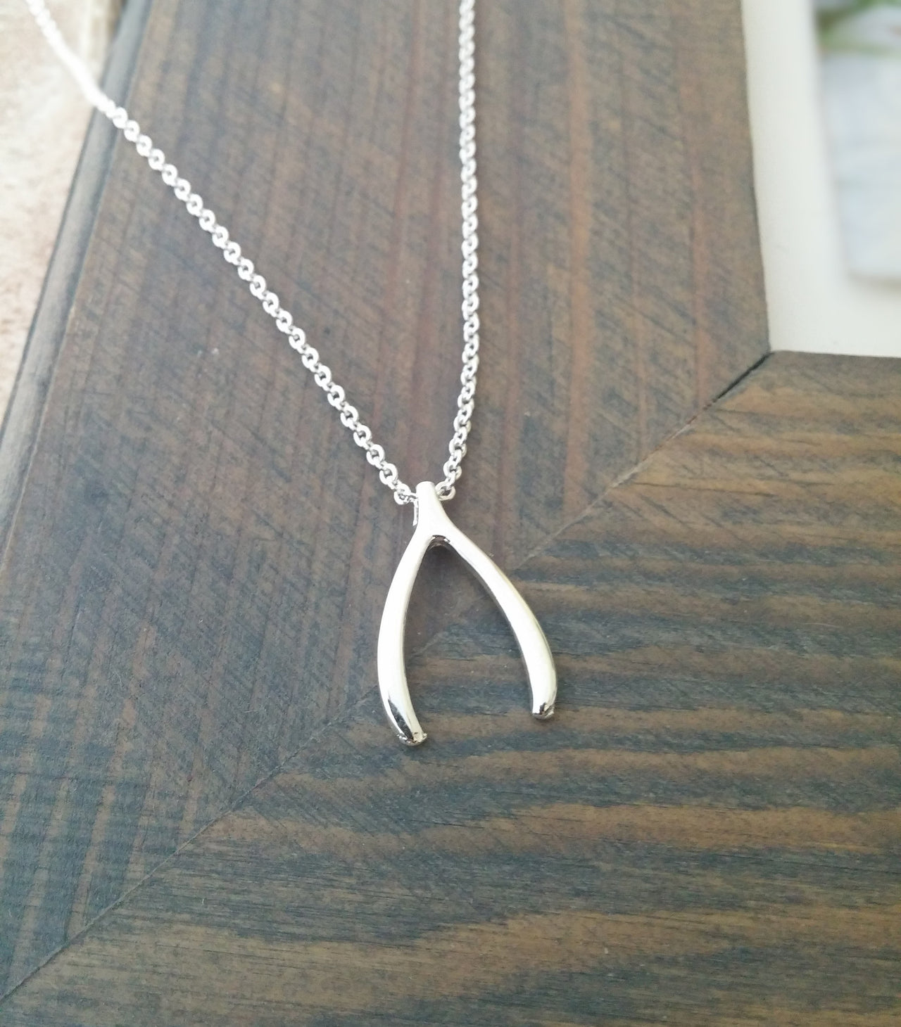 Silver Wishbone Necklace -