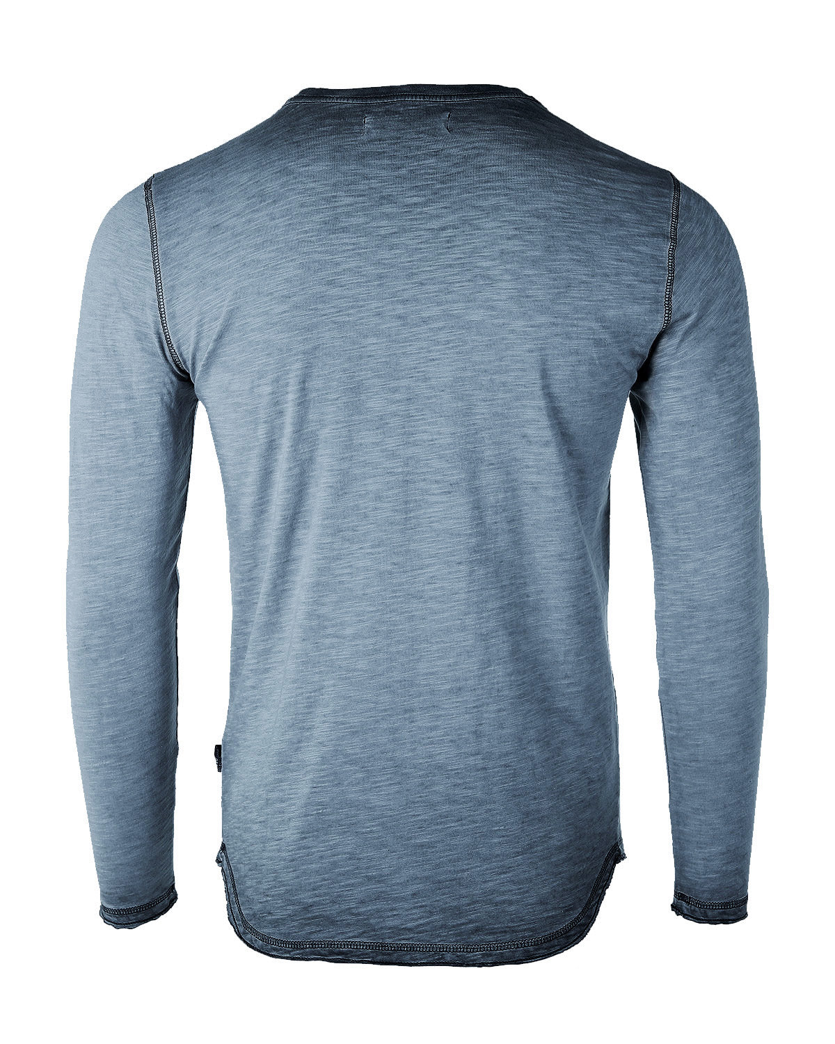 Mens Long Sleeve Crewneck Oil Wash Vintage Raw Edge Hem  - 1 COLOR