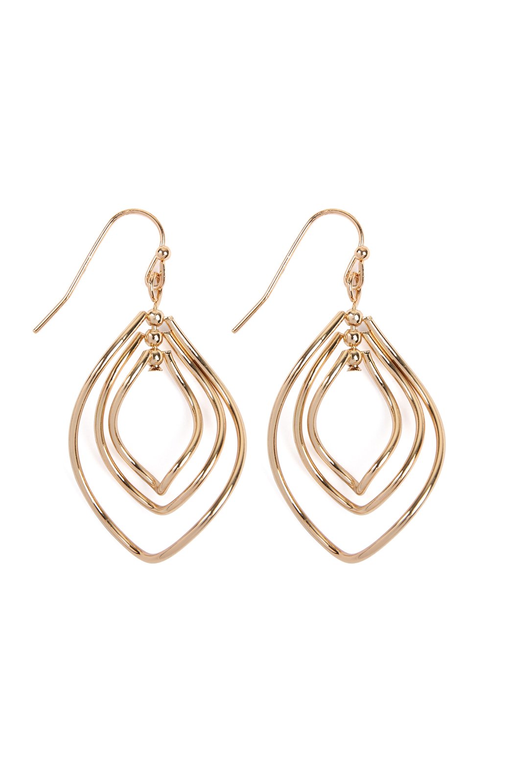 Wire Hammered Marquise Hook Earrings - 3 FINISHES -