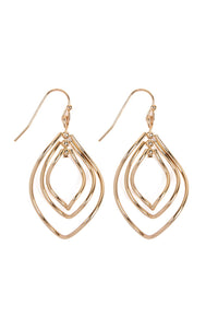 Thumbnail for Wire Hammered Marquise Hook Earrings - 3 FINISHES -