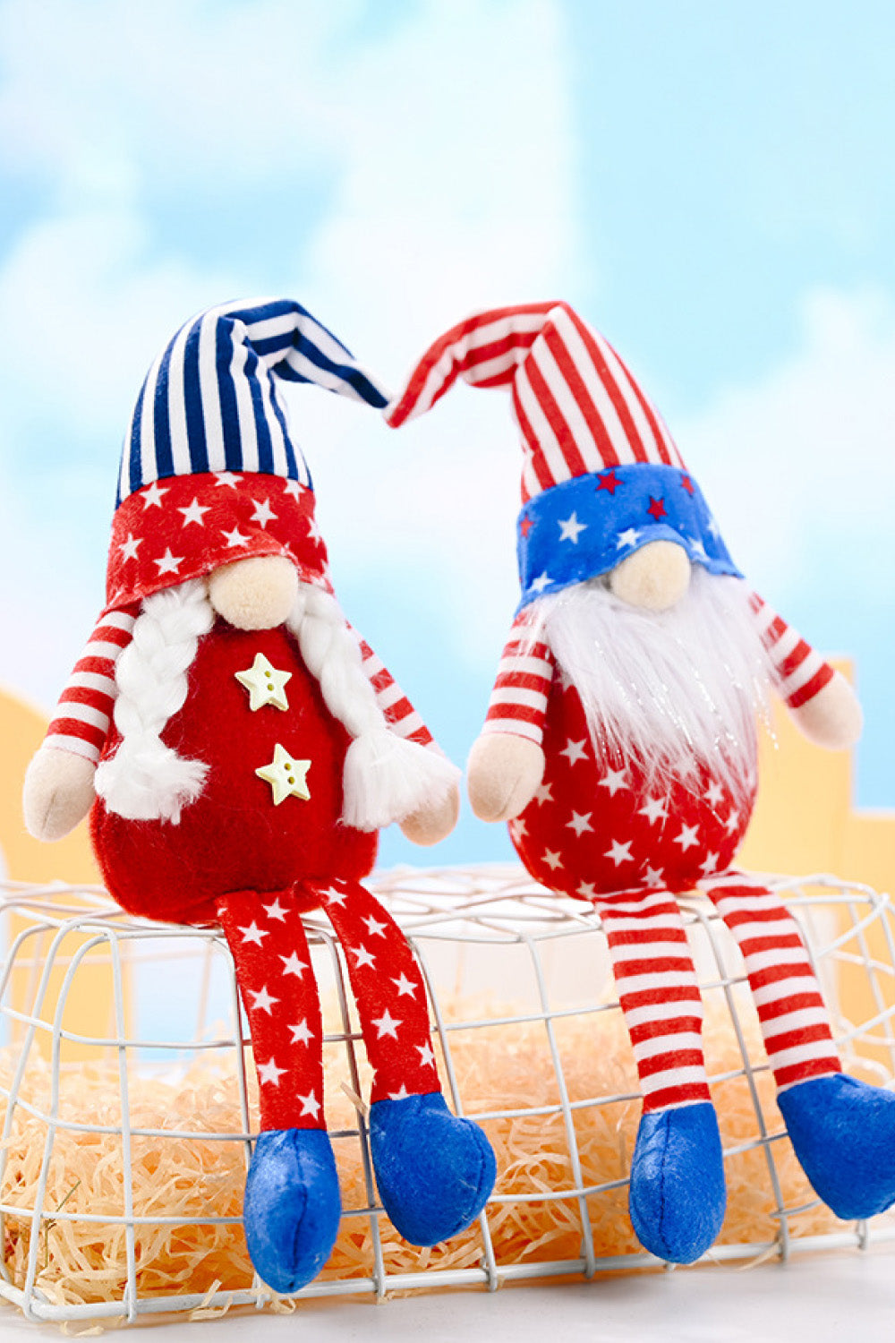 Set of 2 Independence Day Pointed Hat Decor Gnomes - 10" - 2 PCS - 2 TYPES / SET - [5-10 DAY DELIVERY] - T -